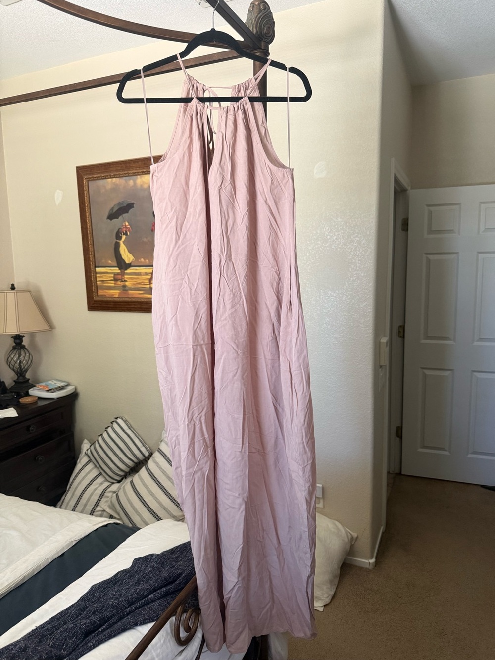 Salas Blush Pink Halter Maxi Dress